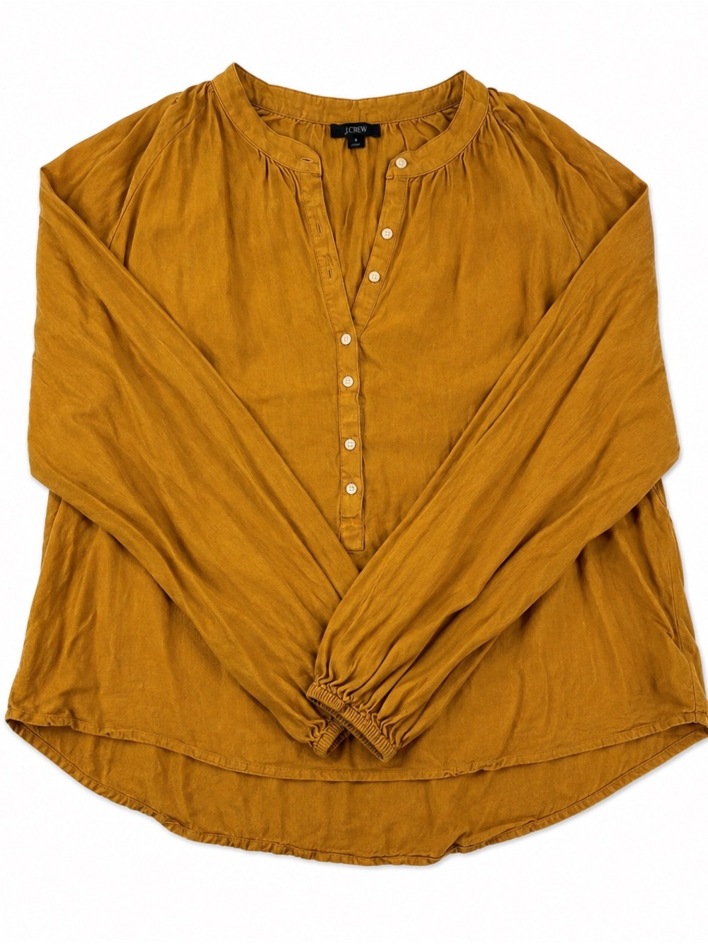 J. Crew Mustard Yellow Long-Sleeve Henley Blouse